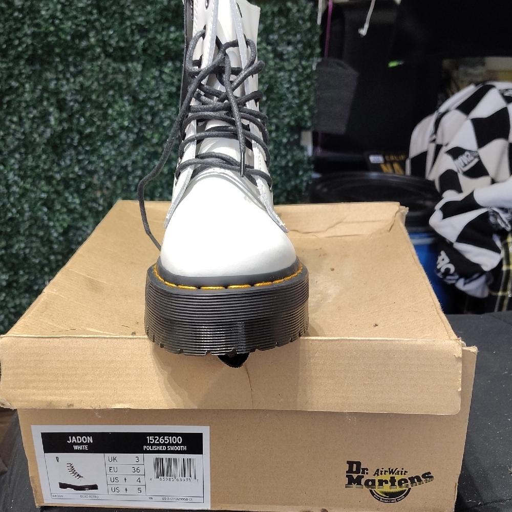 Dr. Martens White Combat Boots with Chunky Platform